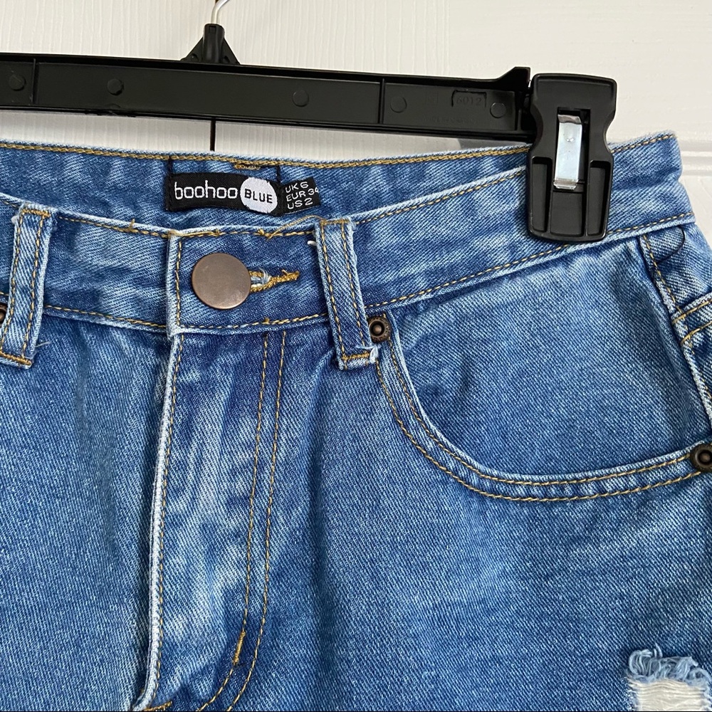High Rise Distressed Denim Shorts - Picture 2 of 3